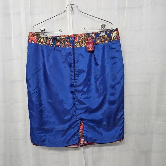 Merona Skirt Pencil Blue Paisley Retro Festival Boho 14 - Picture 10 of 13